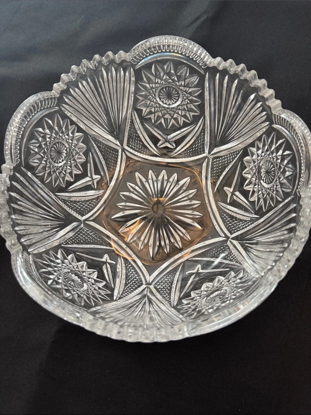 Cut Crystal Decorative Bowl - Cut Starburst Design